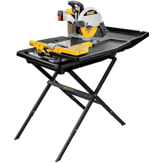 Profile of wet tile saw with stand