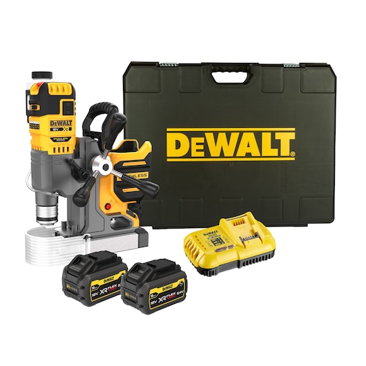 18V XR MAGNETIC DRILL 9AH XR FLEXVOLT G-CLASS BATTERY ON A STEEL BEAM