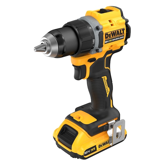 18V XR Brushless Compact Hammer Drill Driver with 18V 2Ah battery 3/4 view