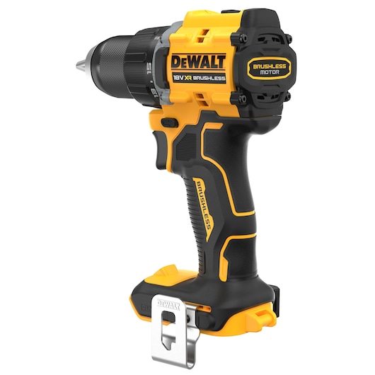 18V XR Brushless Compact Hammer Drill Driver bare unit 3/4 rear view
