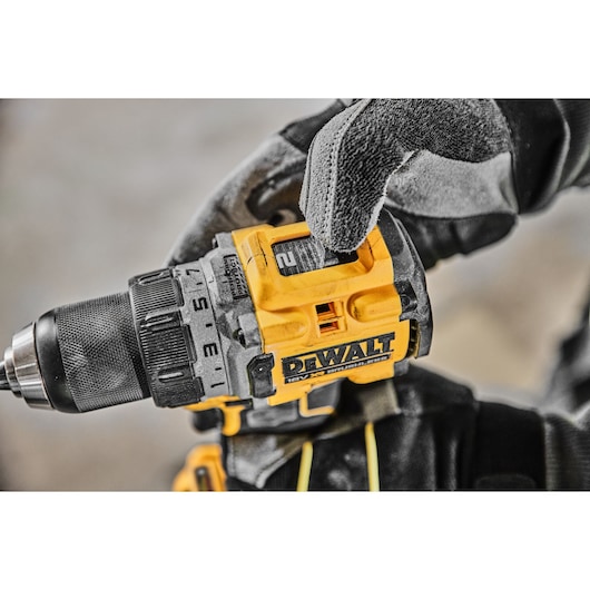 XR Brushless Drill Driver top view of 2 speed settings