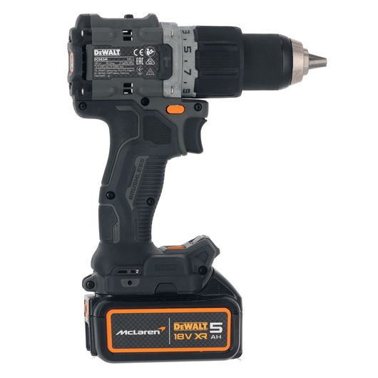 DEWALT/McLaren Drill Driver with 18V XR 5Ah battery left side view