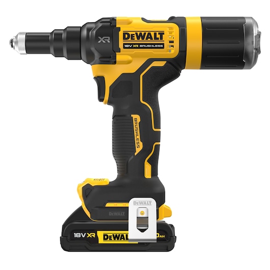 18V XR BRUSHLESS 4.8mm Rivet Tool right side view (with 5AH G-Class battery)