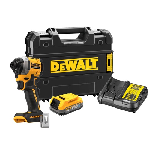 18V XR Ultrakompakt slagskruvdragare med 1x POWERSTACK batteri och laddare