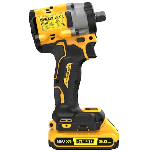 18V XR 1/2" Kompakt mutterdragare med låsring – 2x 2.0Ah batterier och laddare i TSTAK