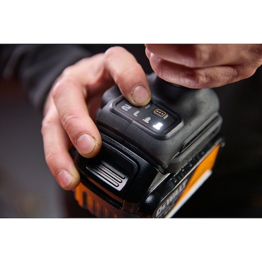 Setting selector on the DEWALT x McLaren F1 Team 18V XR Special Edition Compact Impact Wrench