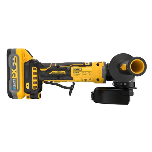 DEWALT 18V XR Compact 125mm Angle Grinder with 3.5Ah battery back side view