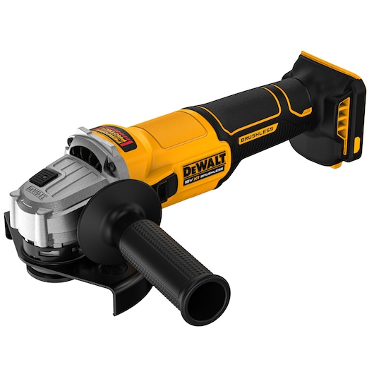 DEWALT 18V XR Brushless Angle Grinder ¾ view shown from above tool DEWALT 18V XR Brushless Angle Grinder ¾ view shown from above tool