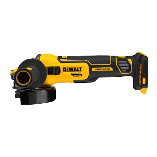 Side view Brushless 18V XR 125mm cordless angle grinder bare unit