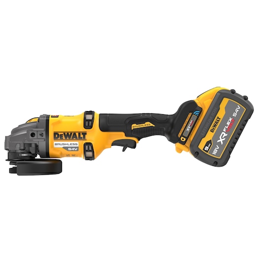 54V Brushless Flexvolt Angle Grinder with 9Ah XR Flexvolt battery