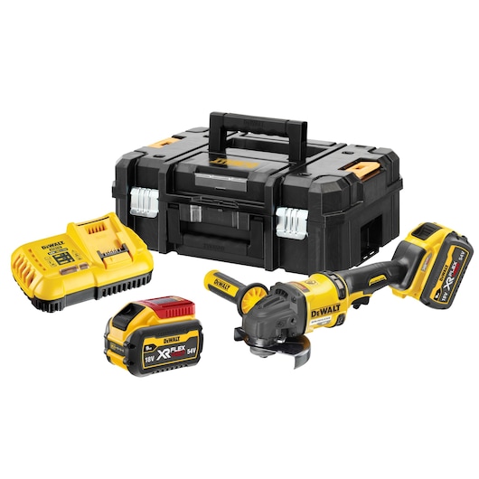 54V XR FLEXVOLT 125mm vinkelslip - 2x9.0Ah
