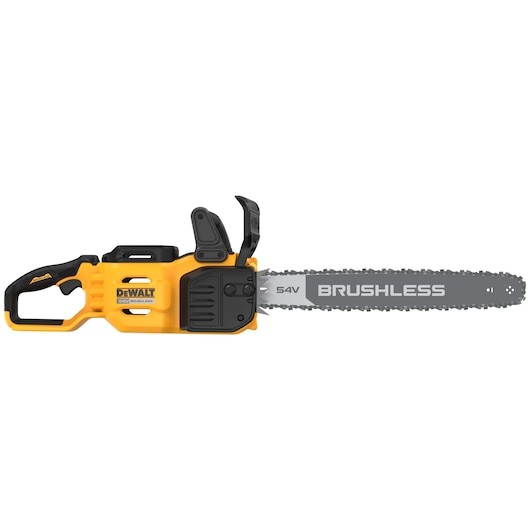 Front and side view of 54V MAX Brushless 18 inch Chainsaw