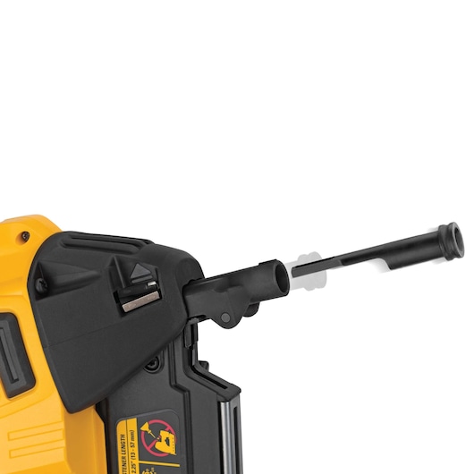 Interchangeable contact trips feature of  Cordless Concrete Nailer.