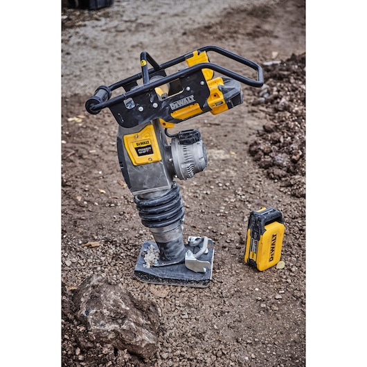 Powershift Rammer and Powershift Battery DCBPS0554  on a construction site