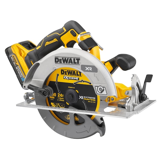 3/4 view of 18V XR Brushless Circular Saw on white background