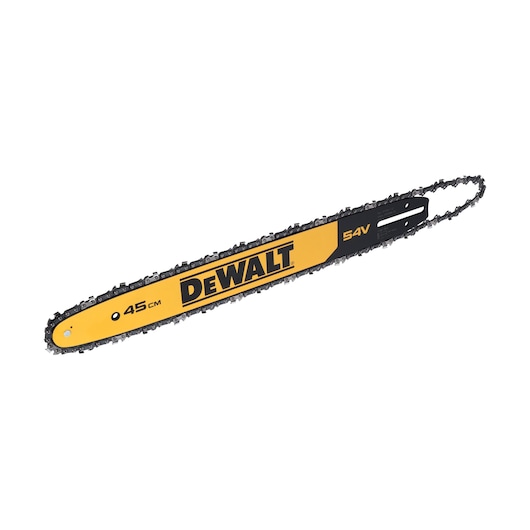 45cm replacement bar and chain for 54V chainsaw, angled view