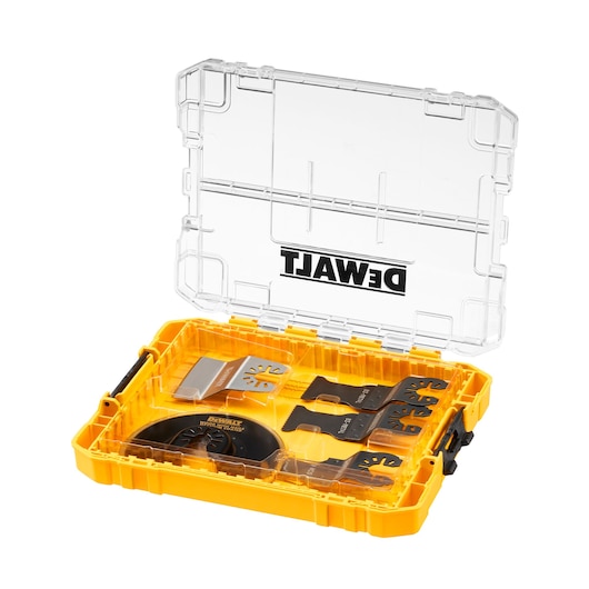 Multi-fit accessory in case with lid open 3/4 view