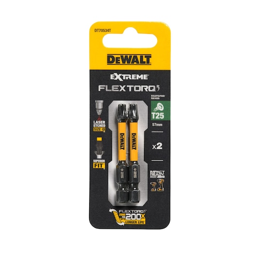 Pack of x2 T25 57mm Flextorq 3.0 bits