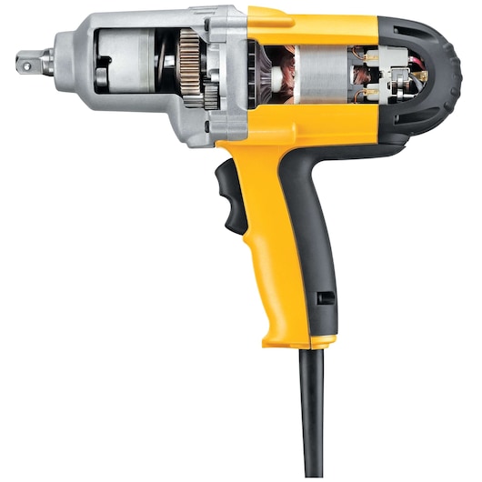Profile of a half inch Impact Wrench with inner mechanics exposed.