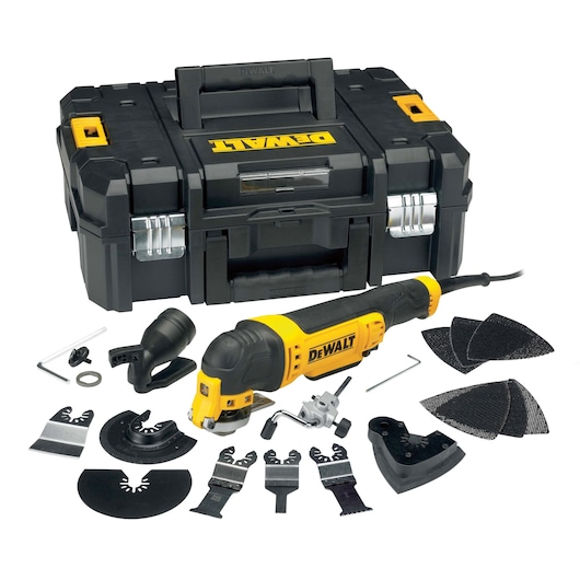 Oscillating multi tool and accessory set with Tstak