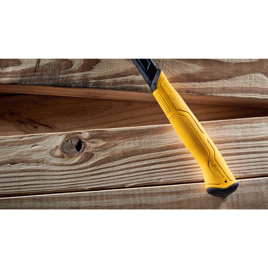Comfortable grip feature of a 16 ounce steel rip claw nailing hammer.