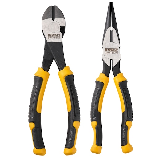 DEWALT LASER HARDENED PLIERS 8 IN / 200MM 2 PC SET on White