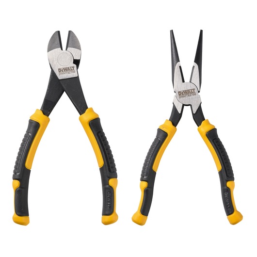 DEWALT LASER HARDENED PLIERS 8 IN / 200MM 2 PC SET on White
