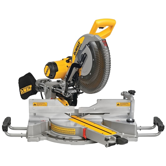 Profile of double bevel sliding compound miter saw.