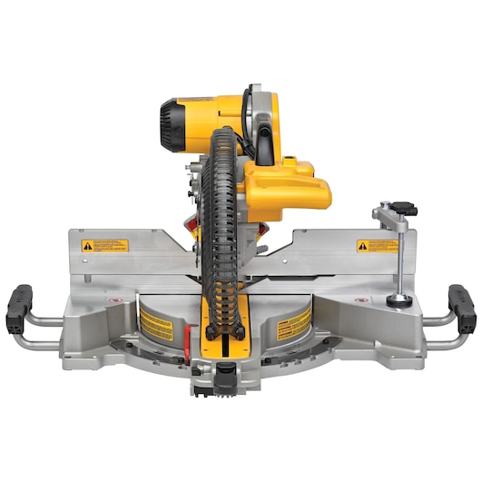 Right profile of 12 inch double bevel sliding compound miter saw.