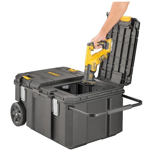Recip saw being pulled out of an open TSTAK job chest