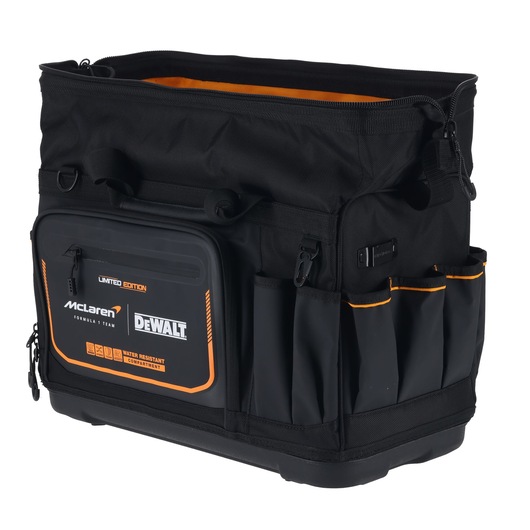DEWALT/McLaren Tool Bag open ¾ right side view