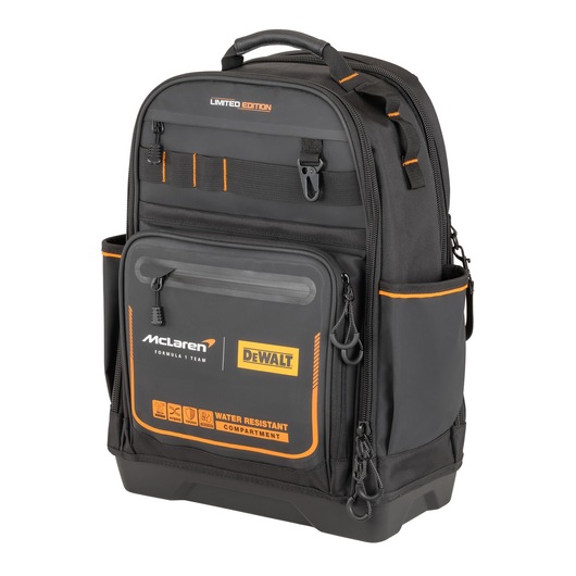 Limited Editon DEWALT/McLaren Backpack 3/4 front view