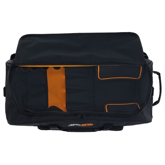 DEWALT/McLaren Duffle Bag open with shot viewing the inside of the bag