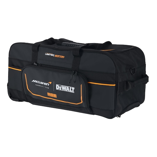 DEWALT/McLaren Duffle Bag ¾ right side view showing handle