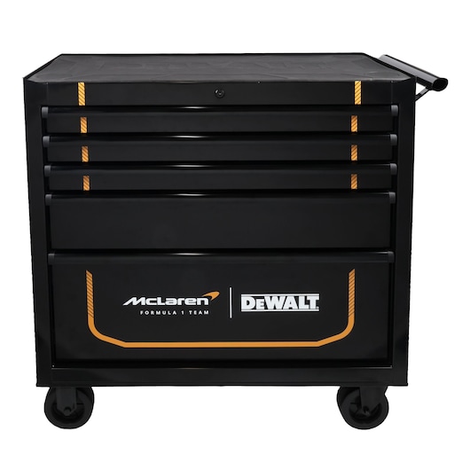 DEWALT rolling tool chest with drawers for workshop storage and organized tool access.