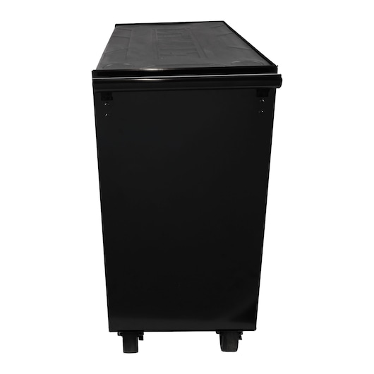 Large black rolling bin with lid for waste collection, suited for commercial or industrial use.
